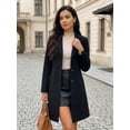 thumbnail image 4 of DARING DIVA Women's Winter Single Breasted Peacoat Notched Lapel Button Down Overcoat L Black, 4 of 8