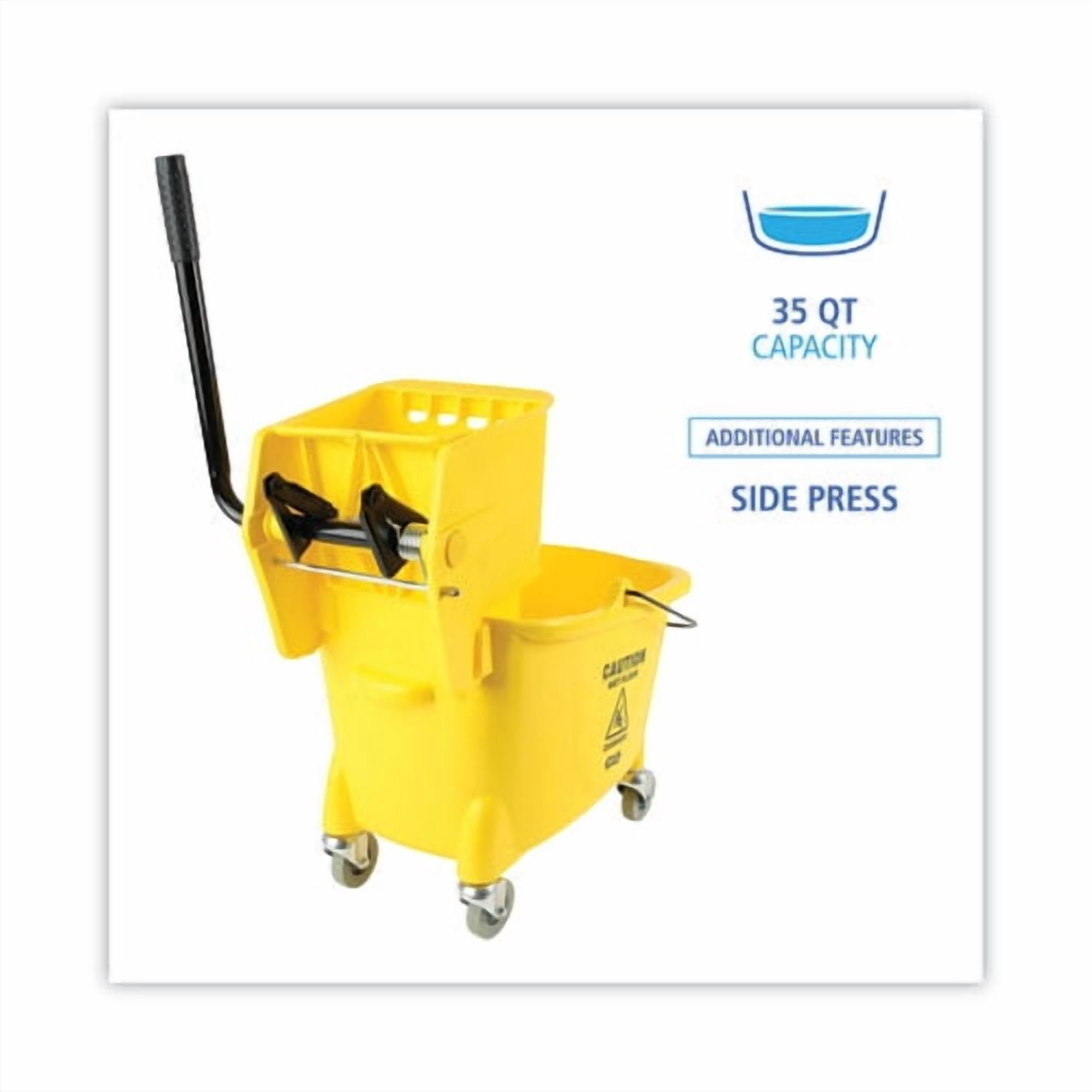 Pro-Pac Side-Squeeze Wringer/Bucket Combo, 8.75 gal, Yellow/Silver | Bundle of 2