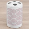 thumbnail image 1 of Damask Ceramic Toothbrush Holder, Damask Pattern Royal Motif Pink Floral Design Victorian Fashioned Print, Decorative Versatile Countertop for Bathroom, 4.5" X 2.7", White Pink, by Ambesonne, 1 of 4