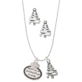 thumbnail image 1 of Delight Jewelry Keep Calm Godmother is Here Silver tone Zig Zag Christmas Tree Charm Necklace and Stud Earrings, 1 of 4