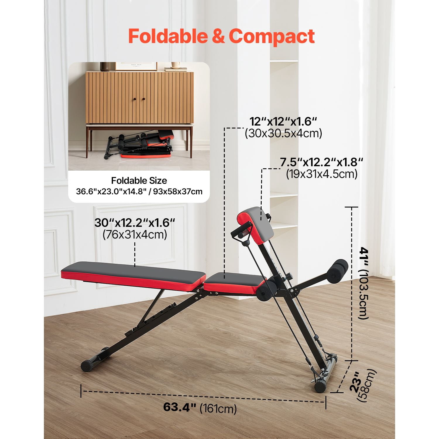 Dranite Home Gym Roman Chair Hyperextension Bench, Adjustable Foldable Multi-Function Weight Bench for Full Body, Back, Core & Ab Workout, 770lbs Capacity