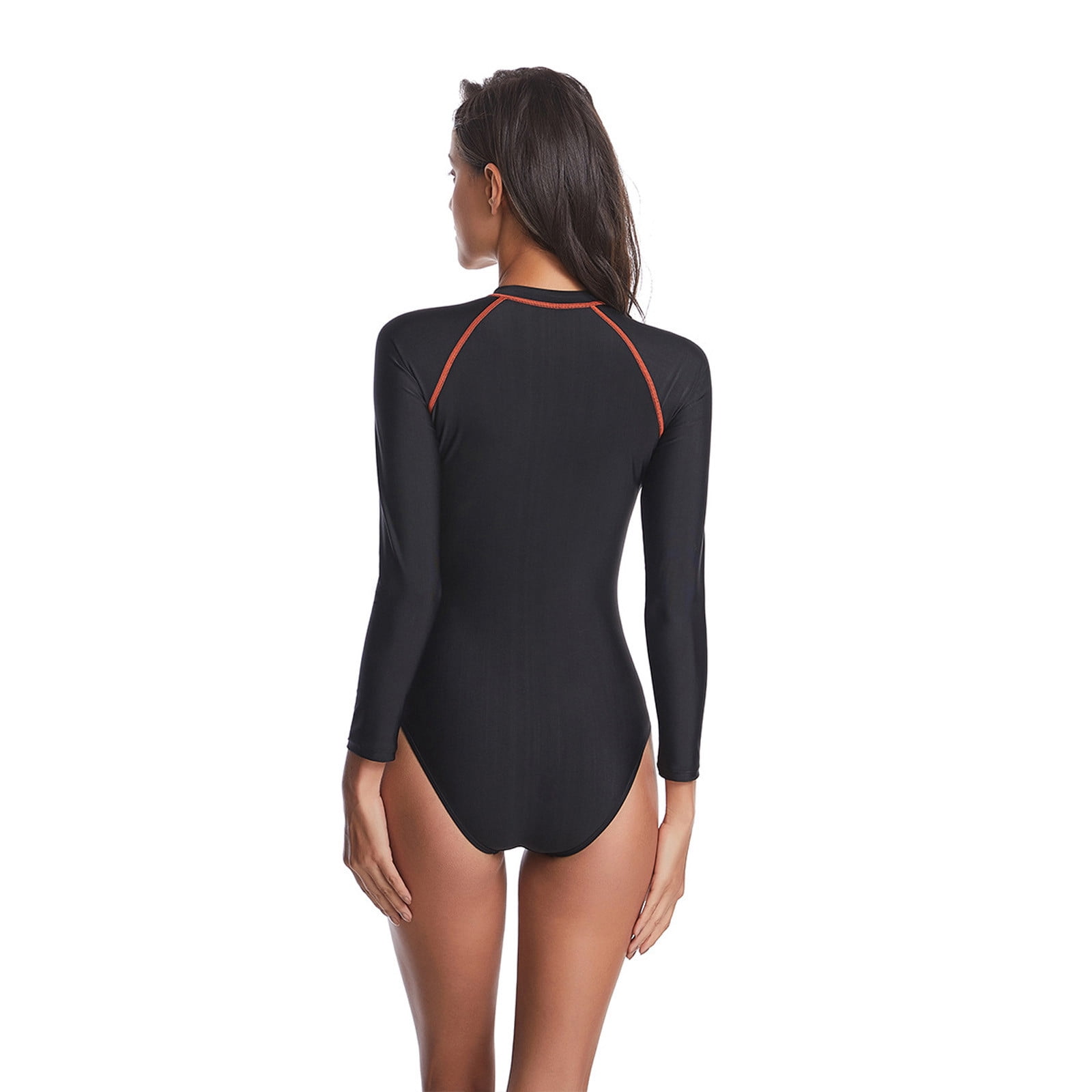 VBVC Womens Triangle Swimsuits Fashion Black One-Piece Long Sleeve Zipper  Sunscreen Swimsuit