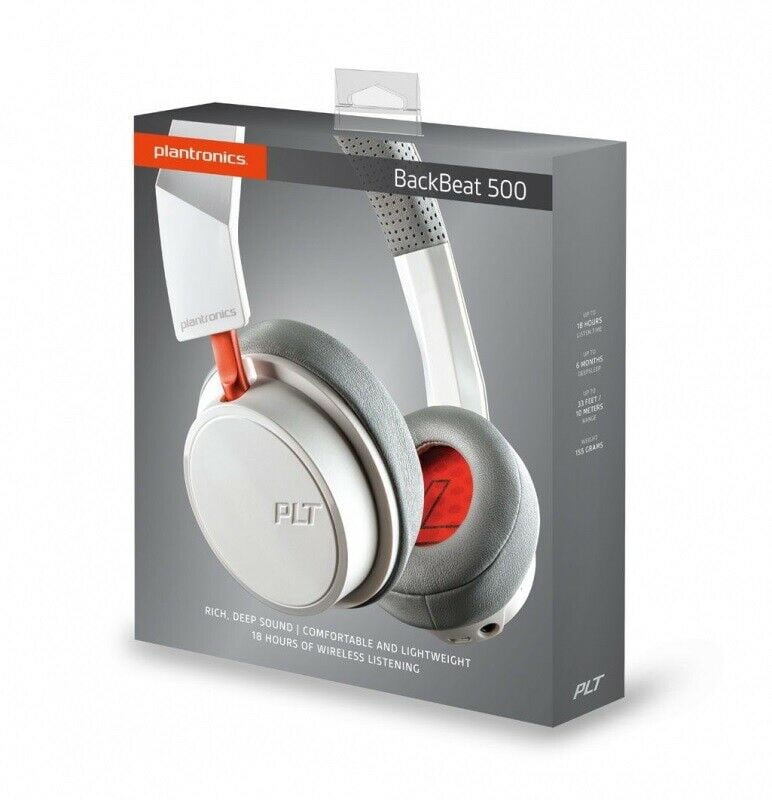 Plantronics BackBeat 500 Wireless Bluetooth Headphones Memory Foam - White  - Walmart.com - Walmart.com