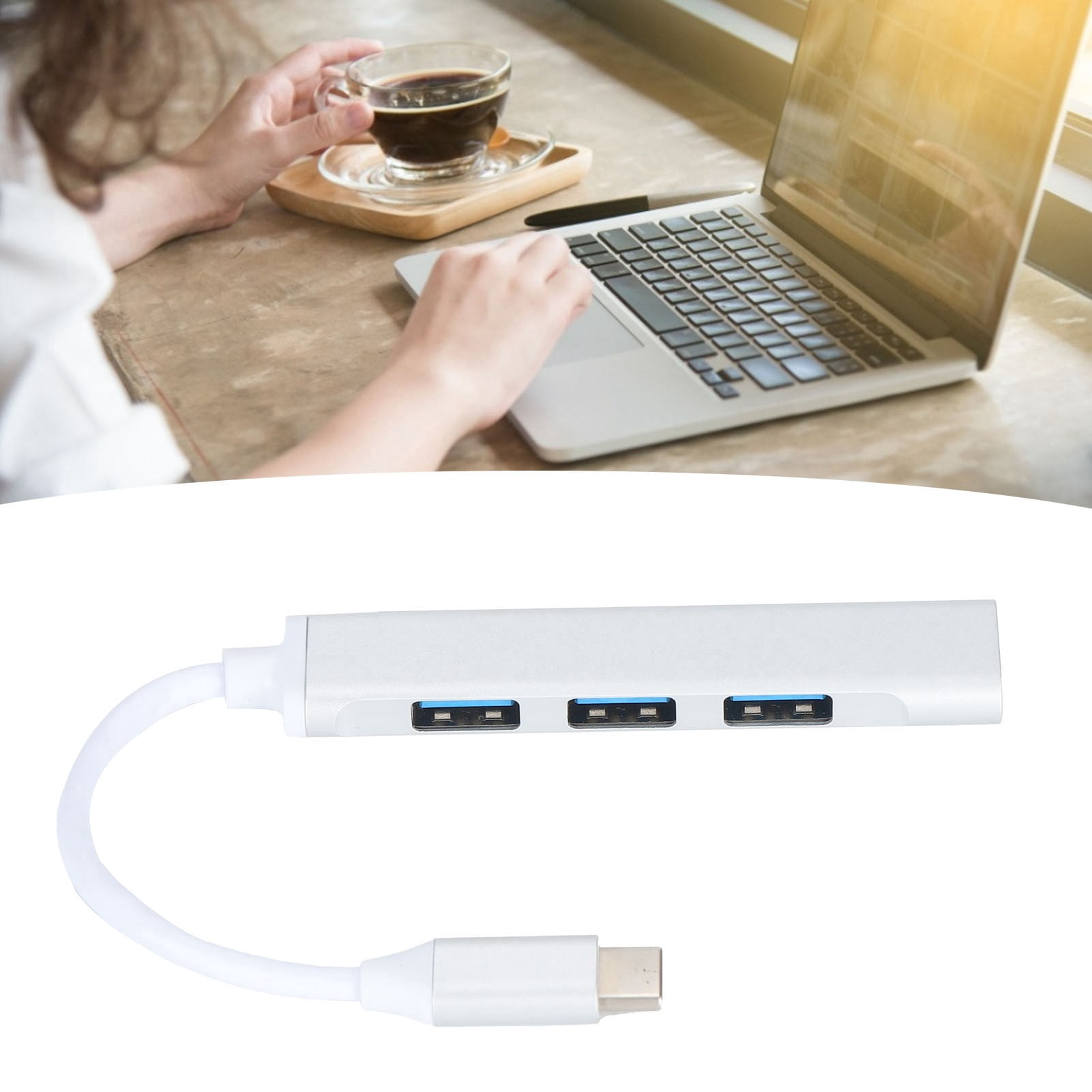 Type-C Interface HUB, Type-C To USB HUB Multiport Adapter USB C HUB 4 Ports Type-C To USB 2.0/3.0 Plug and Play Hub  for Computer for Phone for Laptop