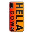 thumbnail image 1 of MUNDAZE Samsung Galaxy A01 Shockproof Clear Hybrid Protective Phone Case Orange Clear Funny Text Quote Hella Down Cover, 1 of 5