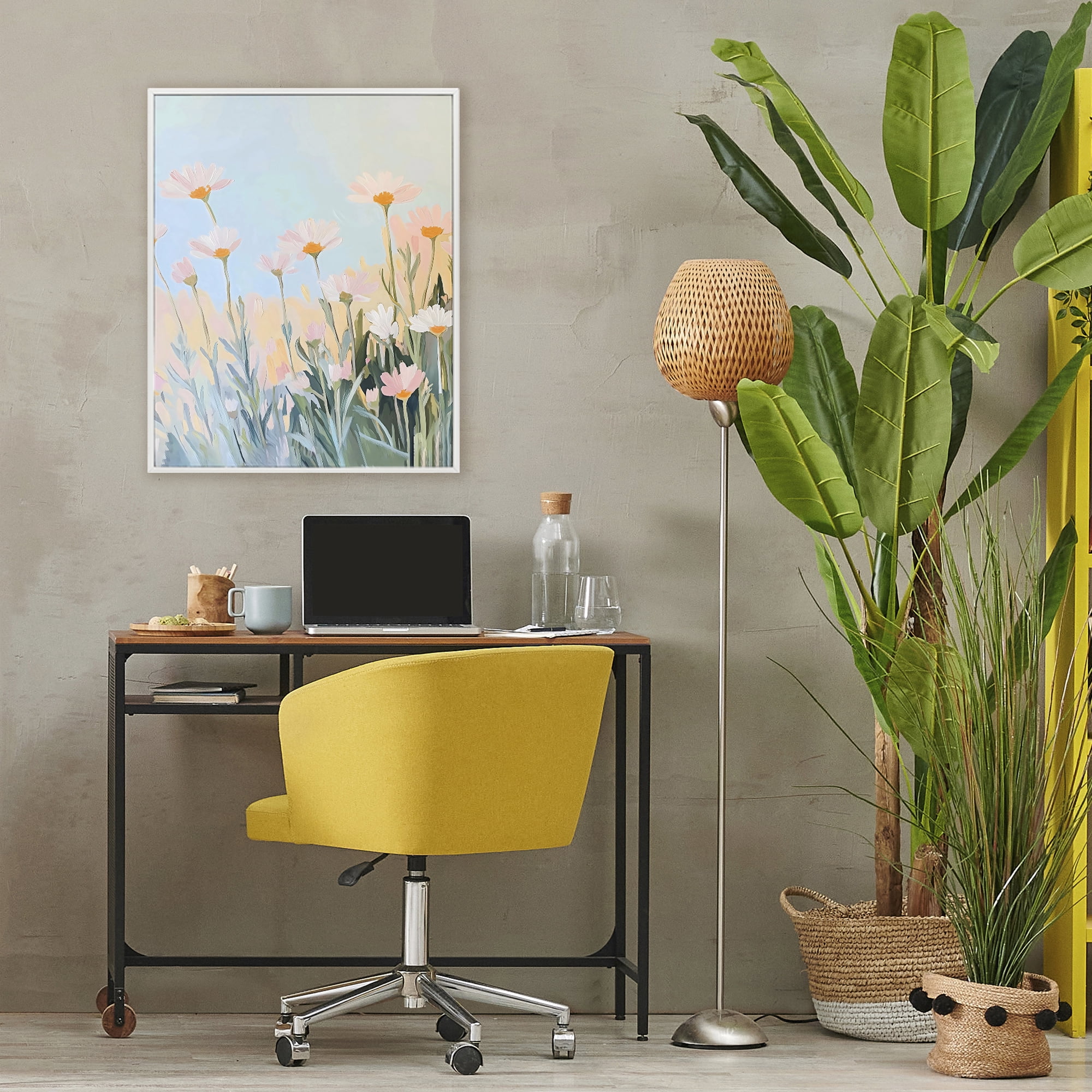 Stupell Industries Pastel Meadow Daisies at Dawn White Framed Giclee Art, design by The Prints Vibe