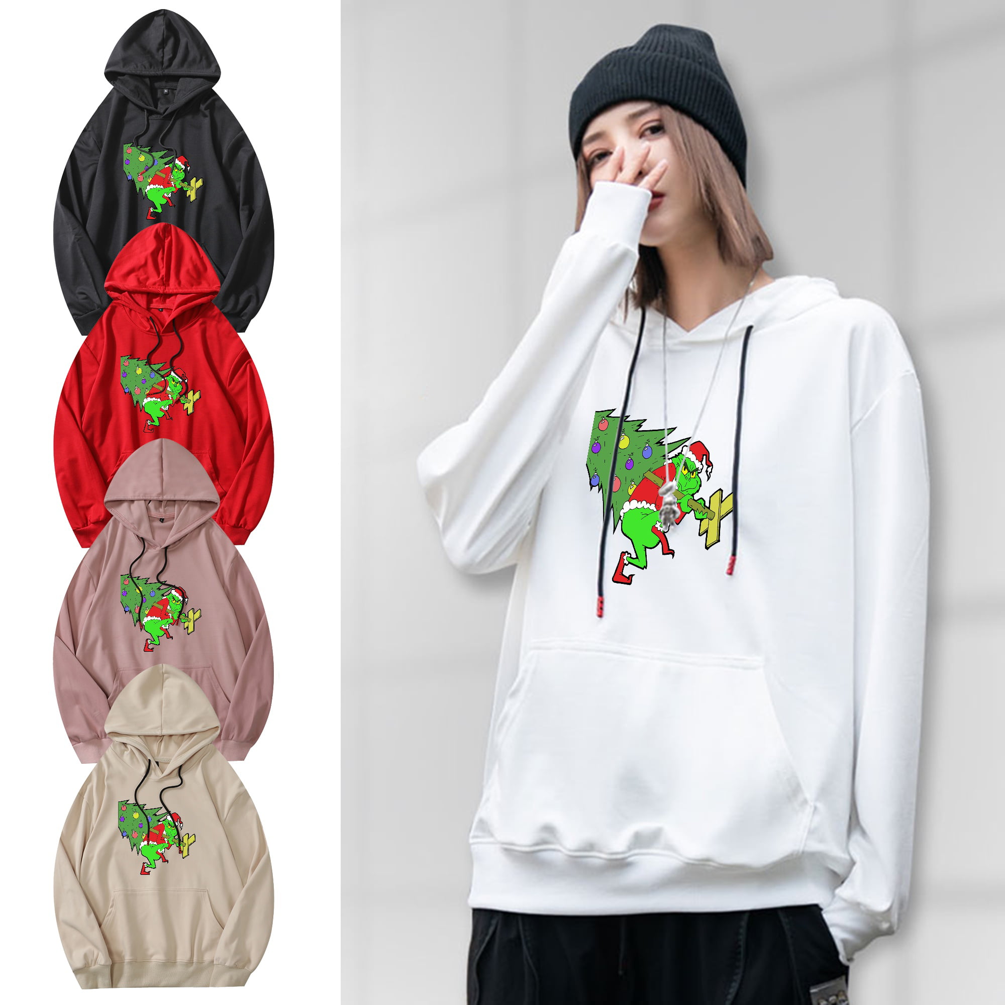 TONSEE 3D Christmas Print Hoodie Novelty Sweater for Mens Women Ladies Unisex Sweatshirt Pullover with Big Pocket