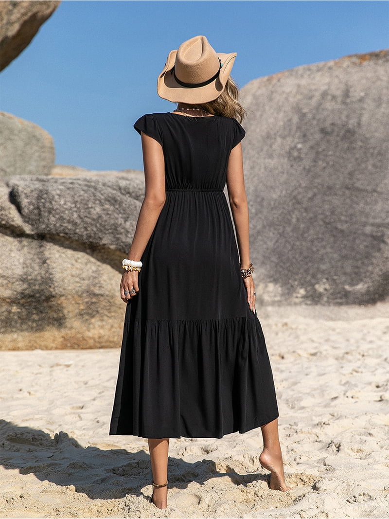 green emerald velvet dress Sail to Sable White Embroidered Square Neck Dress White / XXS / SU25121 main image 0