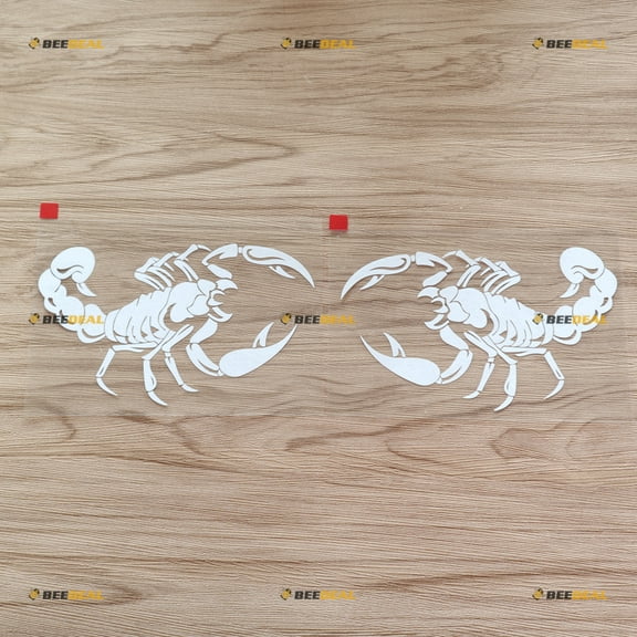Pair Mirror Images 6" White Scorpion Decal Bumper Sticker Car Vinyl