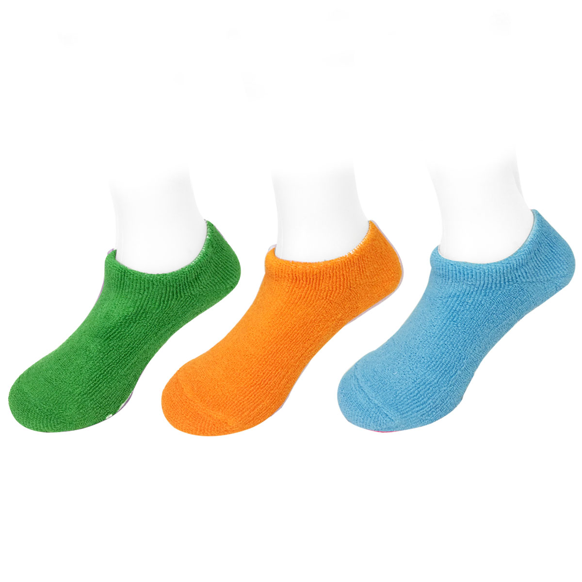 Wrapables® Children’s NonSkid Gripper Socks (Set of 3), Green, Orange