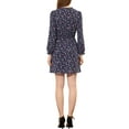 thumbnail image 3 of Allegra K Women's Floral Smocked Waist Puff Sleeve Self-Tie Neck Mini Dresses, 3 of 6