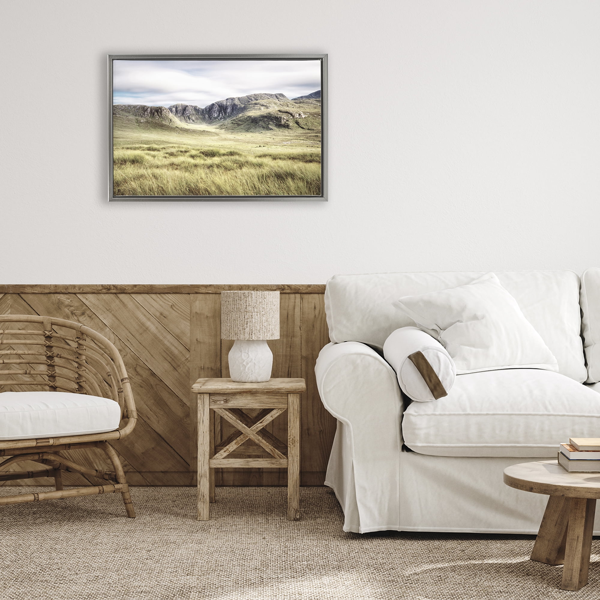 Stupell Industries Irish Countryside Hills Gray Framed Floater Canvas Wall Art, design by Andy Amos