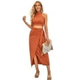 thumbnail image 1 of Solid Color Hanging Neck Sleeveless Dress Set, 1 of 5