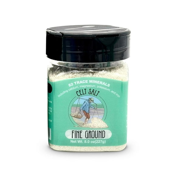 Celt Salt Fine Ground, 8 oz Plastic Shaker