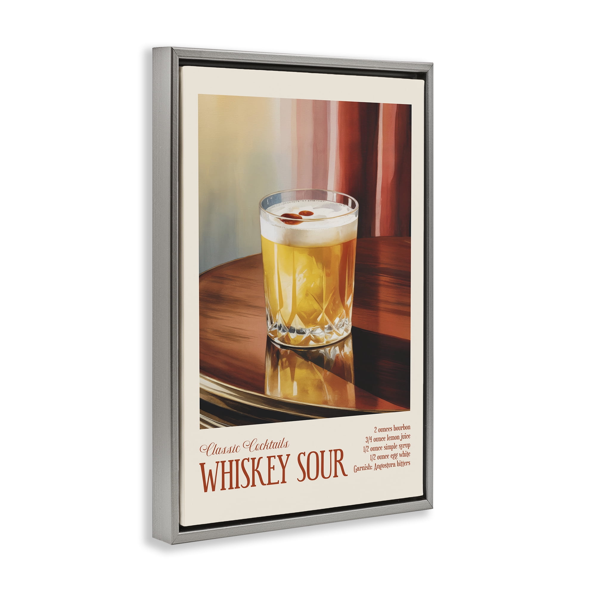 Stupell Industries Whiskey Sour on Table Gray Framed Floater Canvas Wall Art, design by Andreas Magnusson
