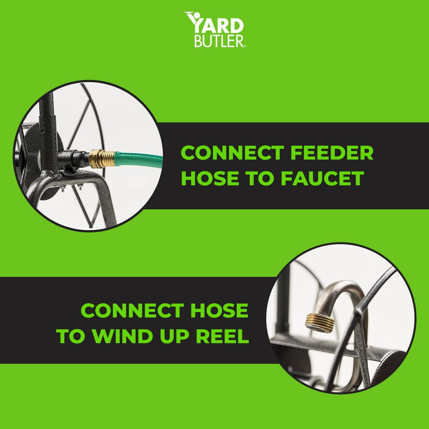 Yard Butler Handy Reel Easy Winding Heavy Duty Metal Garden 75’ Water Hose Reel Low Profile Portable Ground Or Wall Mount– IHR-1SLV Hammered Silver Vein
