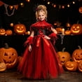 thumbnail image 2 of FYDUU Halloween Girls Dresses Sleeveless Tulle Tutu Dress Cartoon Hallowmas Dress Stylish Kids Holiday Party Performance Outfits 6-7 Years, 2 of 7