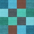 thumbnail image 1 of Ahgly Company Machine Washable Indoor Square Transitional Bright Turquoise Blue Area Rugs, 6' Square, 1 of 7