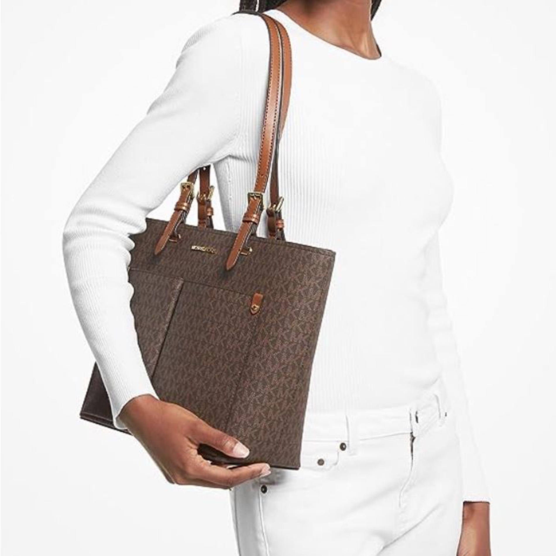 Michael Kors Women's Trisha Large Shoulder Bag Tote Purse Handbag (Brown)  price in Saudi Arabia | Amazon Saudi Arabia | kanbkam