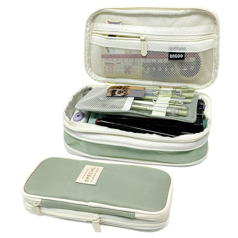 Wrapables Large Capacity 3 Compartment Pencil Pouch for Stationery