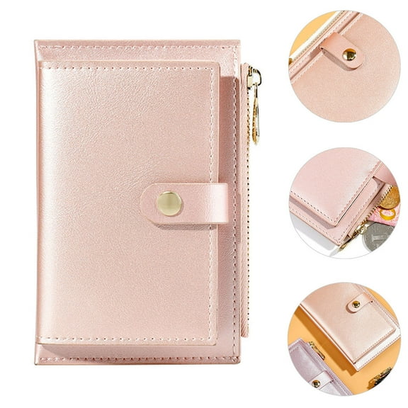 STRANDCHIC 1Pc Durable Pink PU Coin Wallet with Zipper and Multi Card Holder for Shopping