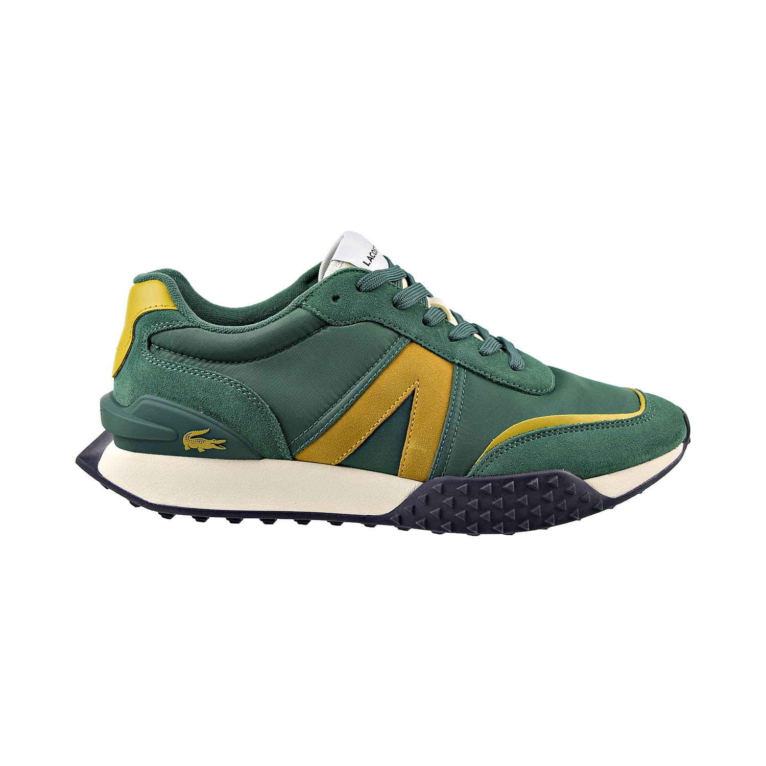 Lacoste L Spin Deluxe Men s Textile Accent Trainers Shoes Green Yellow 7 43sma0066 ab3 Walmart