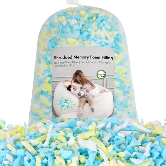 5lbs Shredded Memory Bean Bag Filler, Soft and Convenient Bean Bag Filling Pillow Stuffing for Beanbag, Couch, Cushion, Stuffed , Bed, Arts Crafts