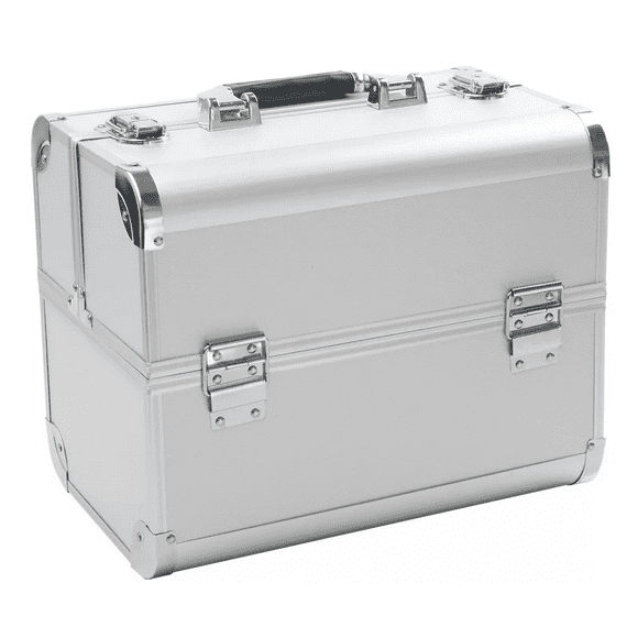 Neceser Maletín Metálico Reforzado Cosmetiquera Profesional Color Plateado