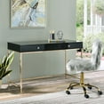 thumbnail image 2 of Simple Relax Rectangular Writing Desk with 2 Drawers in Black and Gold, 2 of 5