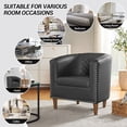 thumbnail image 4 of Accent Arm Chair Barrel Tub Club Chair PU Leather Single Sofa Modern Upholstered Black Armchair, 4 of 9