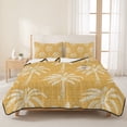 thumbnail image 3 of Quilts Full Size Bedding Set, Yellow Orange Palm Tree Lightweight Quilted Comforter, Summer Botanical Tropical Tree Soft Reversible Bedspread Coverlet with Pillow Covers for All Season, 78" x 90", 3 of 9