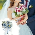 thumbnail image 3 of QccHieUs Wedding Bouquet Bridal Bouquet Artificial Roses Bride Holding Flowers Artificial Blue White, 3 of 8