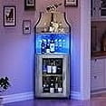 thumbnail image 1 of Gabinete de Bar Esquinero con Luz LED, Gabinete Industrial de Vino de 5 Niveles con Porta Vasos, Aparador Moderno para Licores, 1 of 6