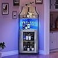 Gabinete de Bar Esquinero con Luz LED, Gabinete Industrial de Vino de 5 Niveles con Porta Vasos, Aparador Moderno para Licores