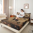 thumbnail image 3 of Castle Fairy Rustic Animal Deer King Sheets 4pcs,Wildlife Bear Paw Bedding,Taupe Black Brown,1 Fitted Sheet, 1 Flat Sheet and 2 Pillowcases, 3 of 6
