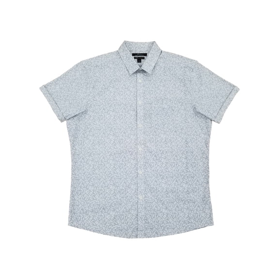 Marc Anthony Mens Blue Leaf Slim Fit Short Sleeve Button-Down Shirt XX-Large