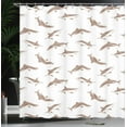 thumbnail image 3 of Ambesonne Sea Animals Shower Curtain, Print of Cartoon Sharks, 69"Wx70"L, Pale Chocolate, 3 of 4