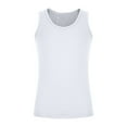 thumbnail image 5 of Sakmal Crew Neck Tank Tops Men White White Solid Breathable Workout Muscle Camisole Mens Sleeveless Tee Shirts, 5 of 6