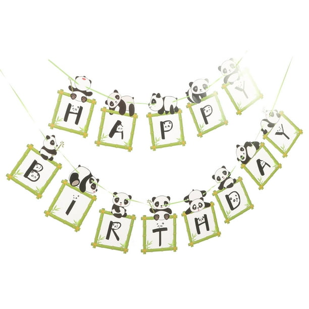 KAKOWELY 1 juego de pancartas de cumpleaños de panda, pancartas de feliz cumpleaños, decoraciones para fiestas de cumpleaños