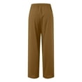 thumbnail image 5 of Lixiuxyad Womens Cotton Linen Palazzo Pants Drawstring Elastic Waist Casual Wide Leg Trousers with Pockets Brown, 5 of 6