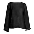 thumbnail image 4 of HXWCHs Womens Blend Solid T Shirt Knitted T-Shirt Flowy Sleeve top for Spring Summer Casual Comfort L Black, 4 of 4