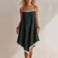 thumbnail image 2 of Tqcoqu Women's Asymmetrical Summer Linen Dress,Spaghetti Strap Lace Trim Bohemian Sleeveless Loose Vacation Beach Dresses,Dark Gray Women's S-XXL, 2 of 7