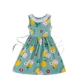thumbnail image 2 of SGFCWSX Girls Sleeveless Dress Crew Neck A-Line with Side Tie Lace Trim Polka Dot Casual Summer Dresses for Kids Green Size 7-8 Years, 2 of 3