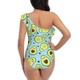 thumbnail image 5 of Picia Avocado and Hearts Pattern Women's One Piece Swimsuits,One Shoulder Swimwear Asymmetric ,Ruffle Monokinis Bathing Suits,High Waisted Flattering Bathing Suits-X-Large, 5 of 8