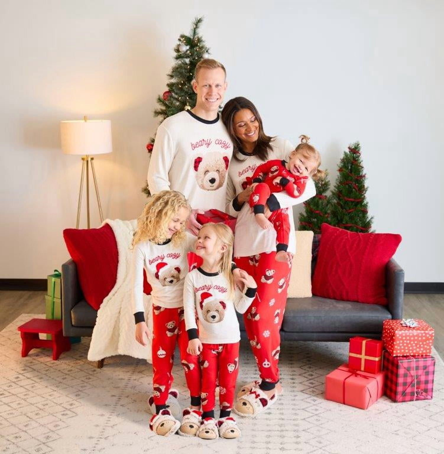 Dearfoams Kids' Matching Family Pajamas Top and Jogger Pants Set, 2-Piece, Sizes 6-12