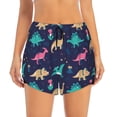 thumbnail image 2 of Balery Cartoon Dinosaur Pantalones cortos deportivos para mujer con forro y dos bolsillos, elásticos, para entrenamiento, gimnasio, yoga-Small, 2 of 7