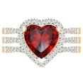 thumbnail image 2 of Dazzlingrock Collection 9mm Heart Shaped Center Garnet with Round White Diamond Halo Style Engagement Ring Set for Women (0.63 ctw, Color I-J, Color I2-I3) in 10K Rose Gold, Size 10, 2 of 4