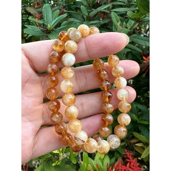Citrine With Quartz Crystal Bead Bracelet 8mm, Wholesale Genuine Citrine With Quartz Stretch Gemstone Bracelet, Gift for Men & Women (1)