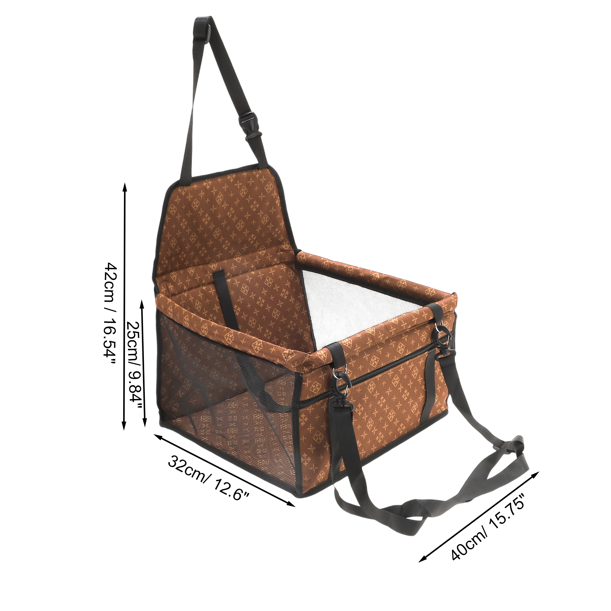 Unique Bargains Foldable Car Seat Cover for Pets Measuring 15.75x12.6x9.84" Brown