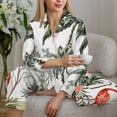 thumbnail image 6 of Fuzoiu Flamingo Palm Trees Print Women's Long-Sleeved Pajama,Lounge Button Down Nightwear,Womens Notch Collar Pajama Set-XX-Large, 6 of 7